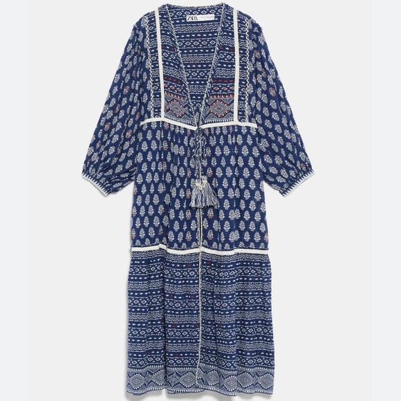 NWT Zara M/L Printed Kimono Robe with Embroidery - Picture 5 of 5